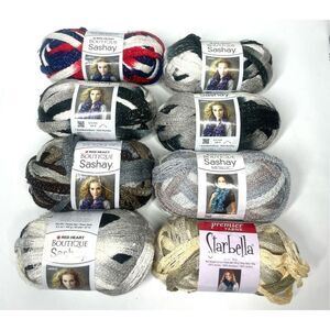Red Heart Boutique Sashay Acrylic Metallic Ruffling Yarn 8 Rolls 3.5 oz New!
